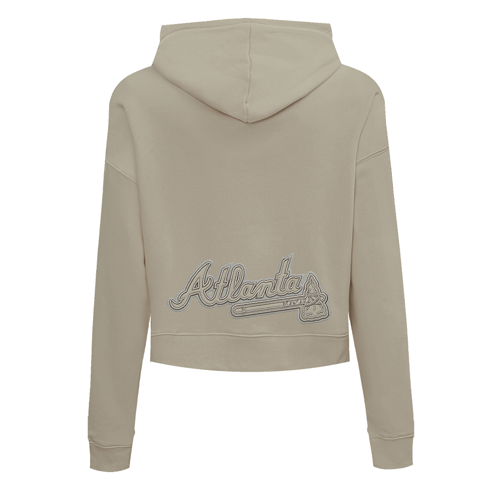 MLB ATLANTA BRAVES NEUTRAL WOMEN'S CROPPED PO HOODIE (WINE)