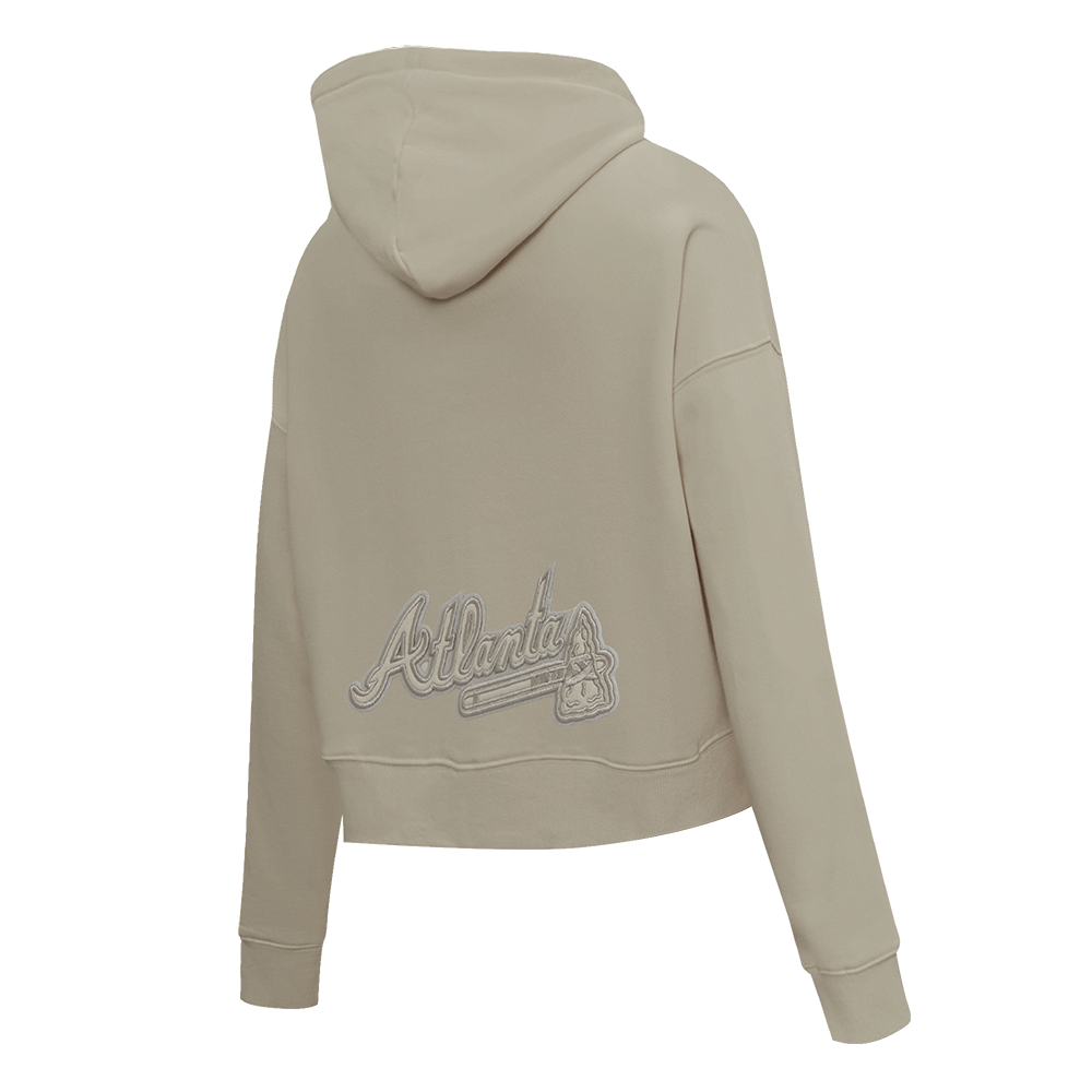 MLB ATLANTA BRAVES NEUTRAL WOMEN'S CROPPED PO HOODIE (WINE)