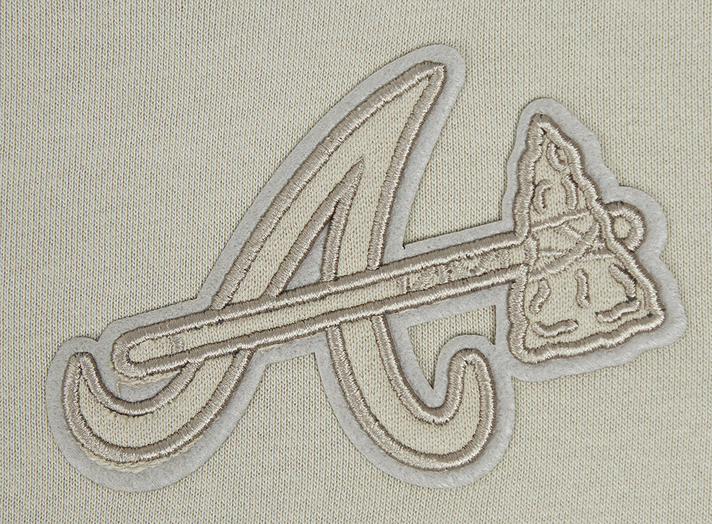 MLB ATLANTA BRAVES NEUTRAL WOMEN'S CROPPED PULLOVER HOODIE (TAUPE)