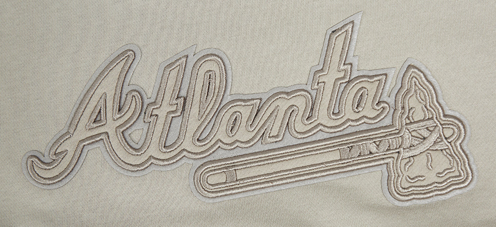 MLB ATLANTA BRAVES NEUTRAL WOMEN'S CROPPED PULLOVER HOODIE (TAUPE)