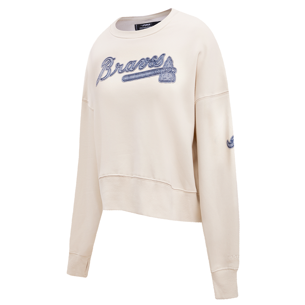 MLB ATLANTA BRAVES VARSITY BLUES WOMEN'S CREWNECK (LINEN)