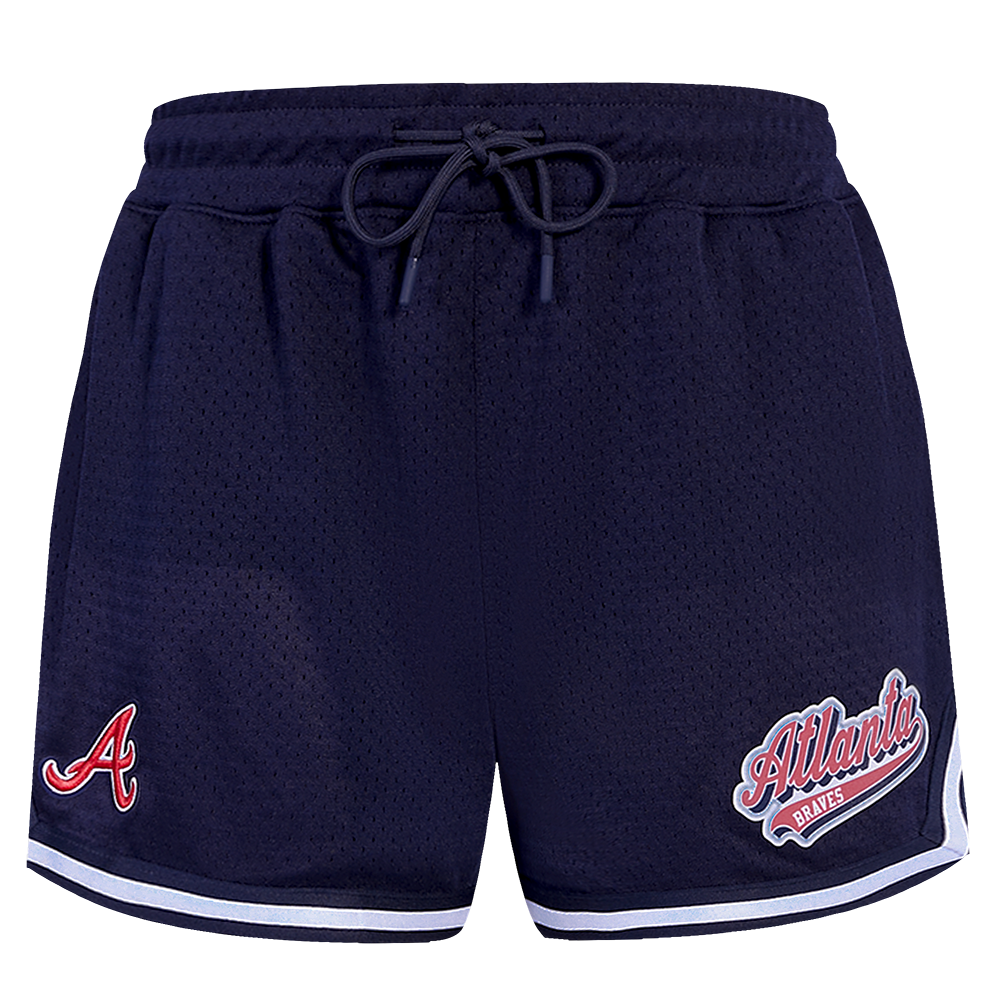 MLB ATLANTA BRAVES SCRIPT TAIL WOMEN'S MESH TAPE SHORT (MIDNIGHT NAVY)