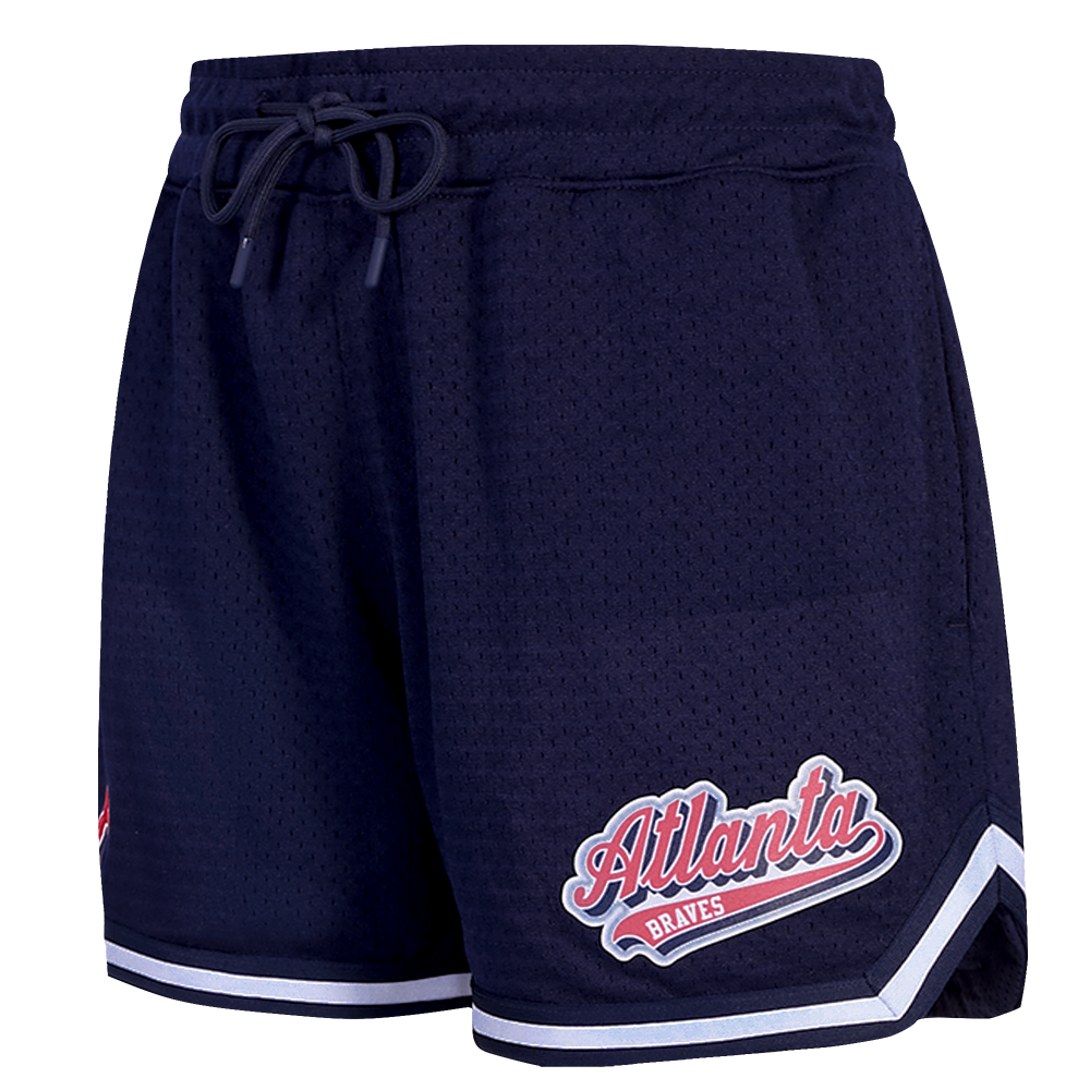 MLB ATLANTA BRAVES SCRIPT TAIL WOMEN'S MESH TAPE SHORT (MIDNIGHT NAVY)