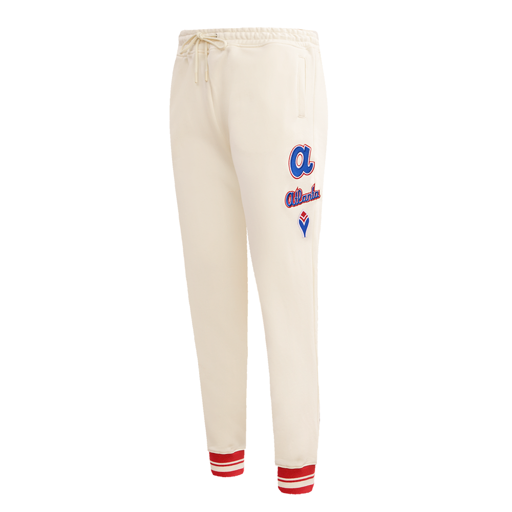 MLB ATLANTA BRAVES RETRO CLASSIC WOMEN'S RIB SWEATPANT (EGGSHELL/ RED)