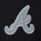 MLB ATLANTA BRAVES REVERSE FRENCH TERRY WOMEN'S WOOL VARSITY JACKET (BLACK/GRAY/EGGSHELL)