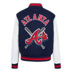 MLB ATLANTA BRAVES MASH UP WOMEN'S RIB WOOL VARSITY JACKET (MIDNIGHT NAVY/RED/MIDNIGHT NAVY)