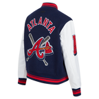 MLB ATLANTA BRAVES MASH UP WOMEN'S RIB WOOL VARSITY JACKET (MIDNIGHT NAVY/RED/MIDNIGHT NAVY)