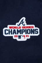 MLB ATLANTA BRAVES MASH UP WOMEN'S RIB WOOL VARSITY JACKET (MIDNIGHT NAVY/RED/MIDNIGHT NAVY)