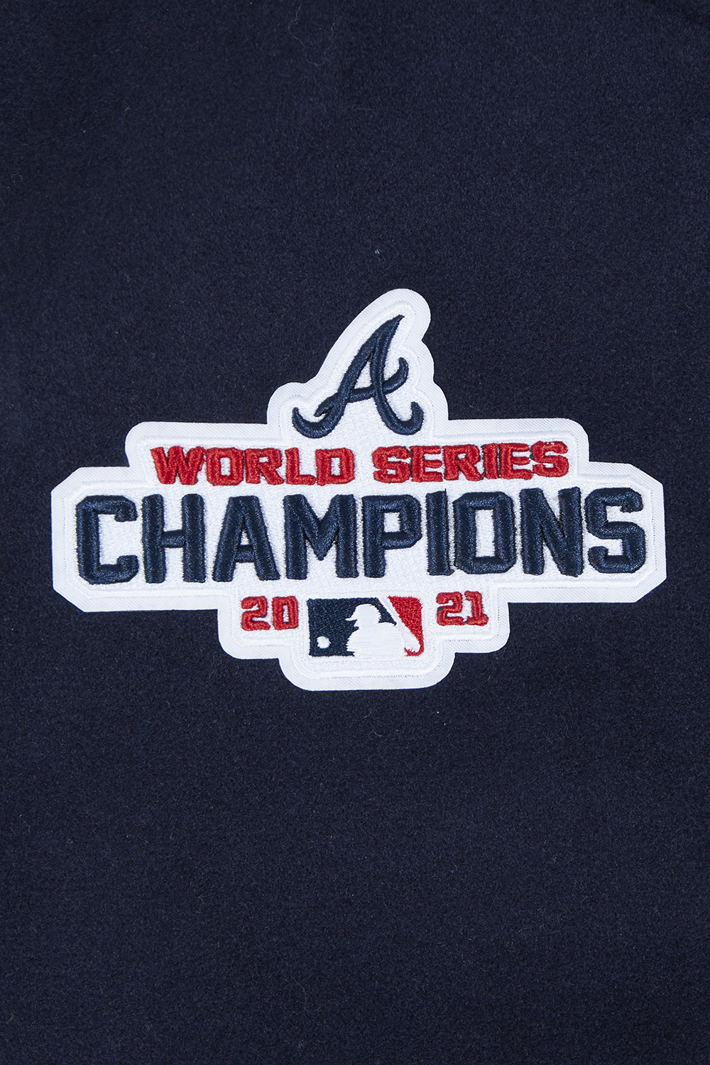 MLB ATLANTA BRAVES MASH UP WOMEN'S RIB WOOL VARSITY JACKET (MIDNIGHT NAVY/RED/MIDNIGHT NAVY)