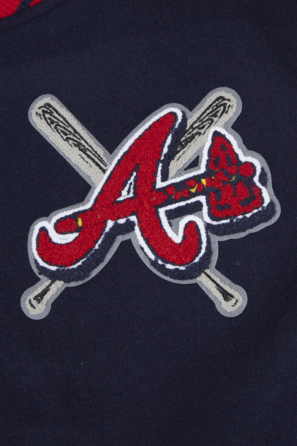 MLB ATLANTA BRAVES MASH UP WOMEN'S RIB WOOL VARSITY JACKET (MIDNIGHT NAVY/RED/MIDNIGHT NAVY)