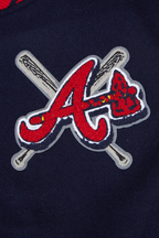 MLB ATLANTA BRAVES MASH UP WOMEN'S RIB WOOL VARSITY JACKET (MIDNIGHT NAVY/RED/MIDNIGHT NAVY)