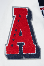 MLB ATLANTA BRAVES MASH UP WOMEN'S RIB WOOL VARSITY JACKET (MIDNIGHT NAVY/RED/MIDNIGHT NAVY)
