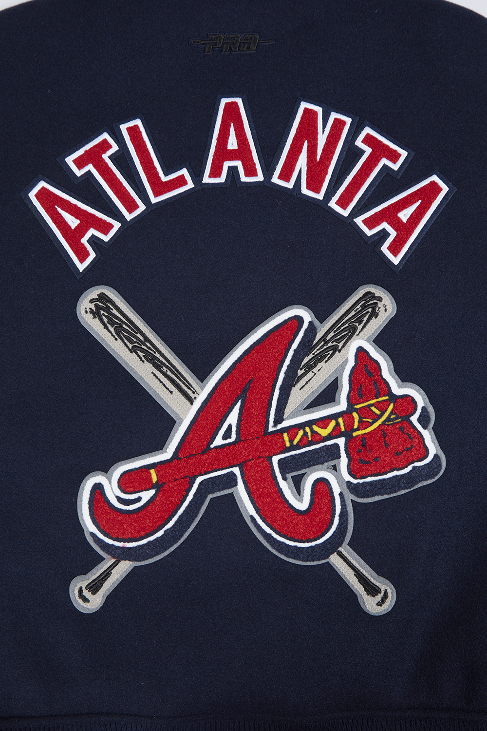 MLB ATLANTA BRAVES MASH UP WOMEN'S RIB WOOL VARSITY JACKET (MIDNIGHT NAVY/RED/MIDNIGHT NAVY)
