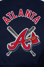 MLB ATLANTA BRAVES MASH UP WOMEN'S RIB WOOL VARSITY JACKET (MIDNIGHT NAVY/RED/MIDNIGHT NAVY)