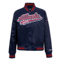 MLB ATLANTA BRAVES SCRIPT TAIL BLOUSON EN SATIN POUR FEMME (MARINE MINUIT/ROUGE/MARINE MINUIT)