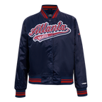 MLB ATLANTA BRAVES SCRIPT TAIL BLOUSON EN SATIN POUR FEMME (MARINE MINUIT/ROUGE/MARINE MINUIT)