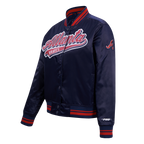 MLB ATLANTA BRAVES SCRIPT TAIL BLOUSON EN SATIN POUR FEMME (MARINE MINUIT/ROUGE/MARINE MINUIT)
