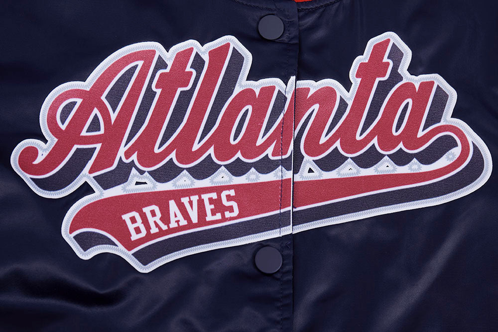 MLB ATLANTA BRAVES SCRIPT TAIL BLOUSON EN SATIN POUR FEMME (MARINE MINUIT/ROUGE/MARINE MINUIT)