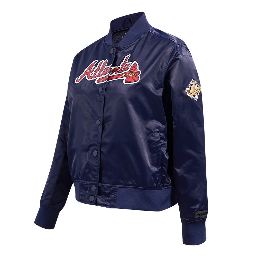 MLB ATLANTA BRAVES CLASSIC WOMEN'S SATIN JACKET (MIDNIGHT NAVY)
