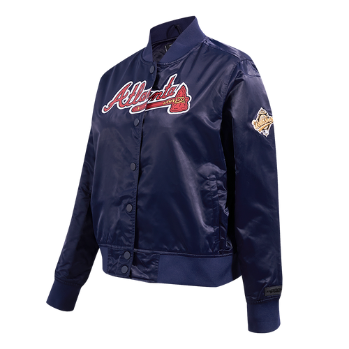 MLB ATLANTA BRAVES CLASSIC WOMEN'S SATIN JACKET (MIDNIGHT NAVY)