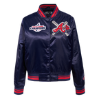 MLB ATLANTA BRAVES MASH UP WOMEN'S RIB SATIN JACKET (MIDNIGHT NAVY/RED/MIDNIGHT NAVY)