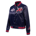 MLB ATLANTA BRAVES MASH UP WOMEN'S RIB SATIN JACKET (MIDNIGHT NAVY/RED/MIDNIGHT NAVY)