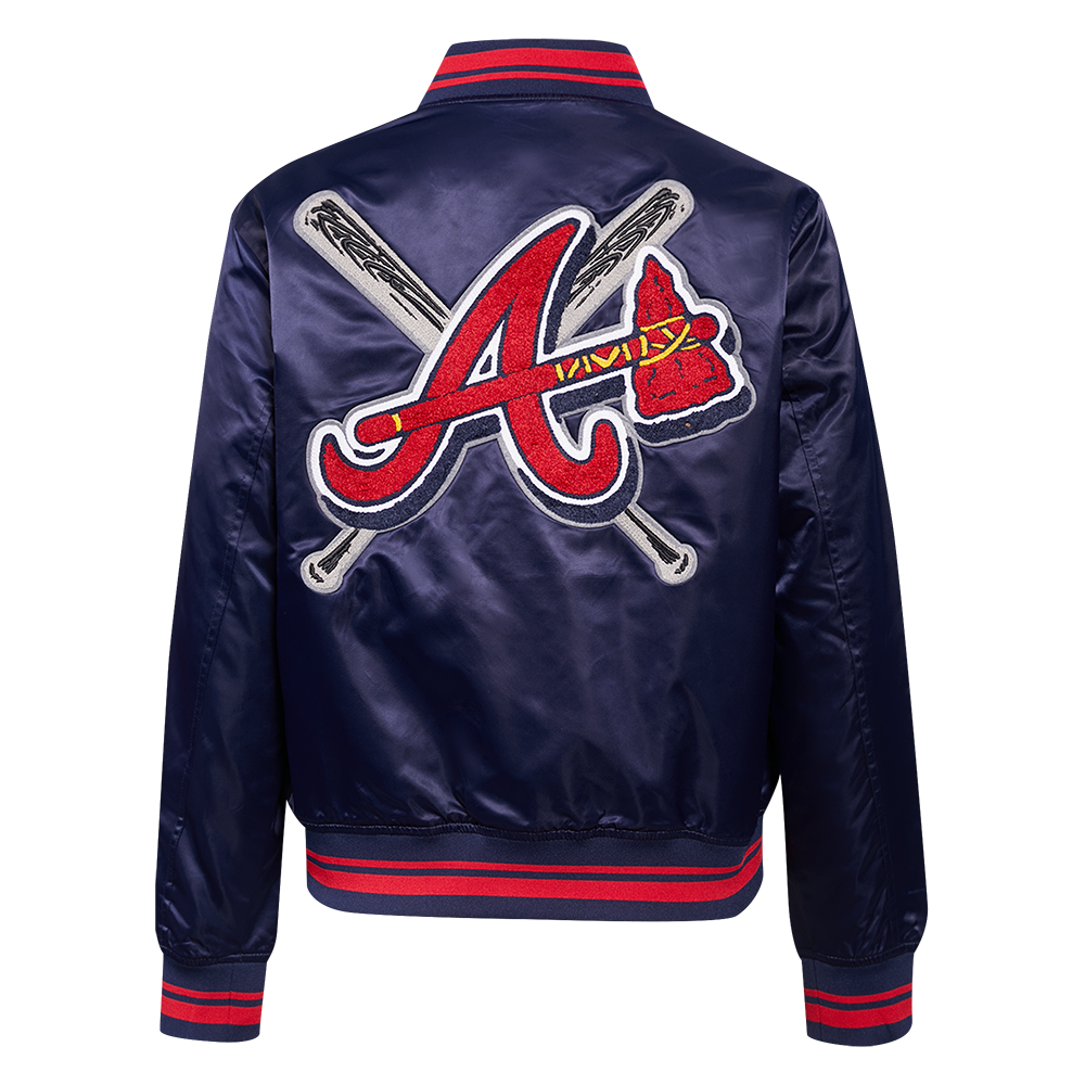 MLB ATLANTA BRAVES MASH UP WOMEN'S RIB SATIN JACKET (MIDNIGHT NAVY/RED/MIDNIGHT NAVY)