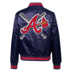 MLB ATLANTA BRAVES MASH UP WOMEN'S RIB SATIN JACKET (MIDNIGHT NAVY/RED/MIDNIGHT NAVY)