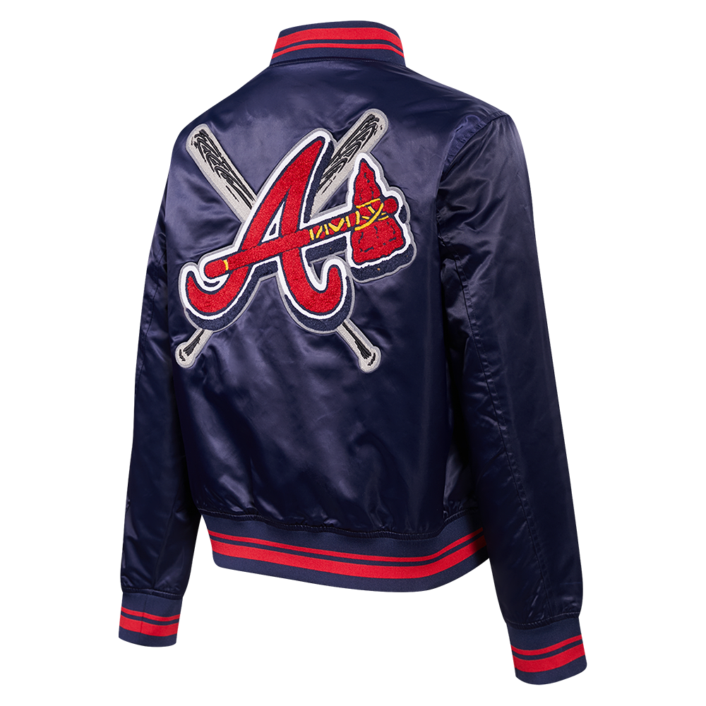 MLB ATLANTA BRAVES MASH UP WOMEN'S RIB SATIN JACKET (MIDNIGHT NAVY/RED/MIDNIGHT NAVY)