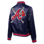 MLB ATLANTA BRAVES MASH UP WOMEN'S RIB SATIN JACKET (MIDNIGHT NAVY/RED/MIDNIGHT NAVY)