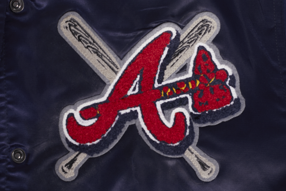 MLB ATLANTA BRAVES MASH UP WOMEN'S RIB SATIN JACKET (MIDNIGHT NAVY/RED/MIDNIGHT NAVY)