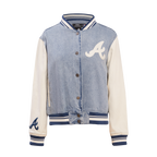 MLB ATLANTA BRAVES VARSITY BLUES WOMEN'S DENIM VARSITY JACKET (DENIM/LINEN)