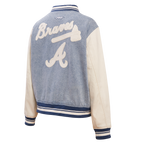 MLB ATLANTA BRAVES VARSITY BLUES WOMEN'S DENIM VARSITY JACKET (DENIM/LINEN)