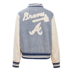 MLB ATLANTA BRAVES VARSITY BLUES WOMEN'S DENIM VARSITY JACKET (DENIM/LINEN)