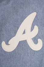 MLB ATLANTA BRAVES VARSITY BLUES WOMEN'S DENIM VARSITY JACKET (DENIM/LINEN)