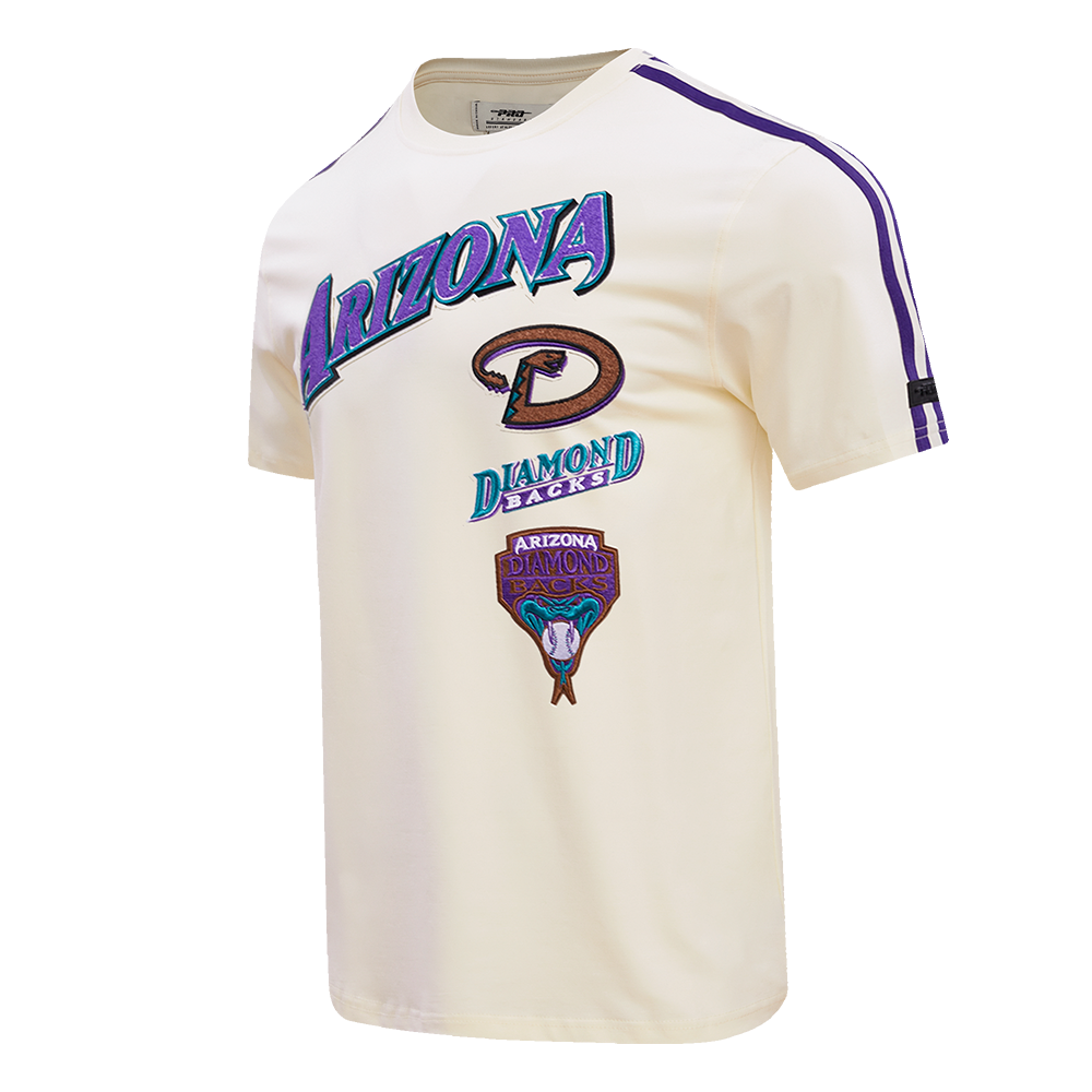MLB ARIZONA DIAMONDBACKS RETRO CLASSIC HAUT À RAYURES POUR HOMME (COQUILLE D'ŒUF/VIOLET)