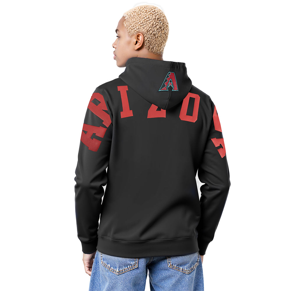 MLB ARIZONA DIAMONDBACKS WINGSPAN CHANDAIL À CAPUCHON EN MOLLETON À ÉPAULES TOMBANTES POUR HOMME (NOIR)