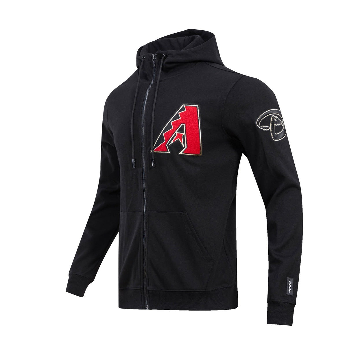 MLB ARIZONA DIAMONDBACKS CLASSIC CHENILLE MEN'S FULL ZIP PULLOVER HOODIE (BLACK)
