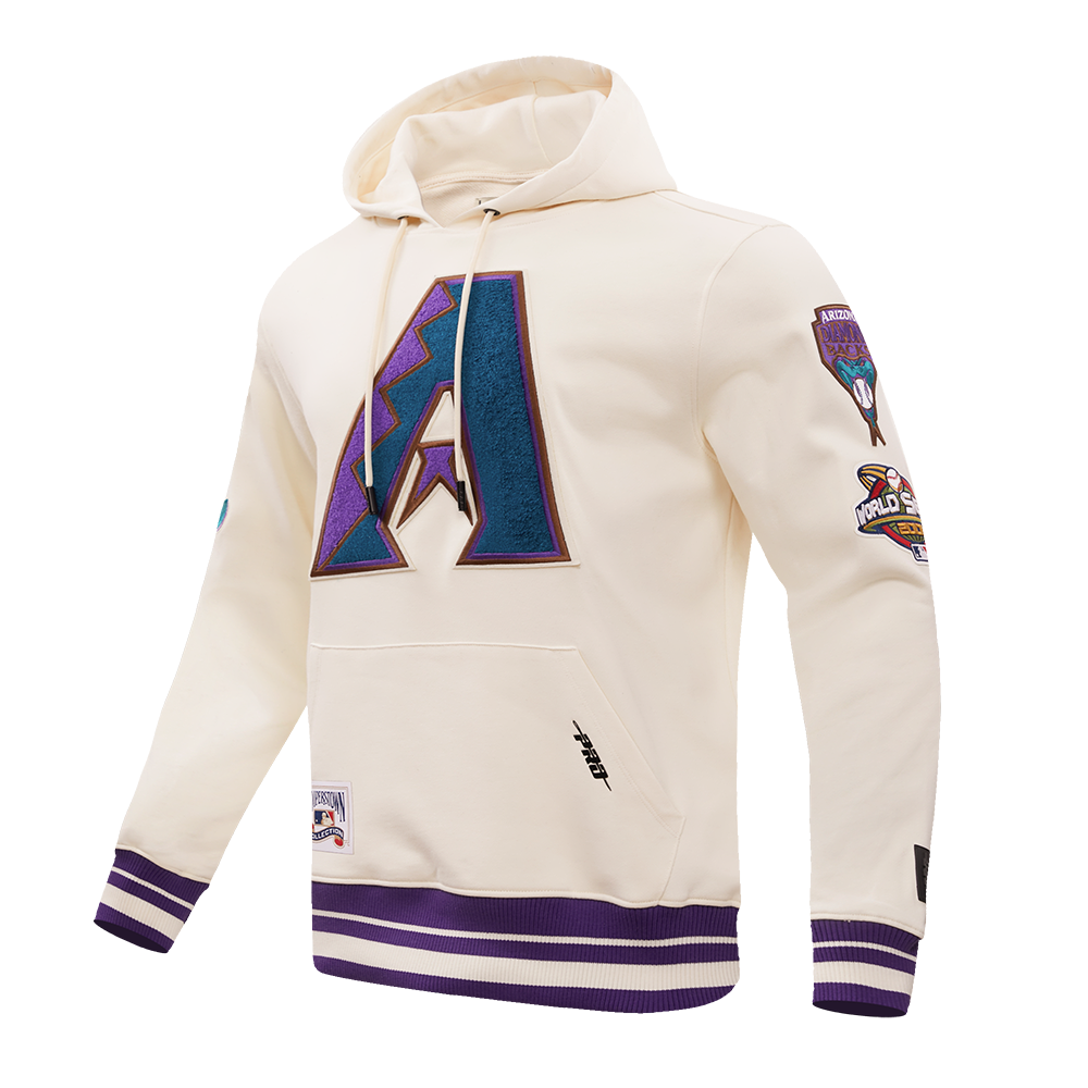 MLB ARIZONA DIAMONDBACKS RETRO CLASSIC MEN'S PO HOODIE (EGGSHELL/ PURPLE)