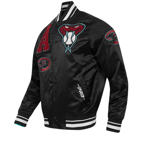 MLB ARIZONA DIAMONDBACKS MASH UP MEN'S RIB SATIN JACKET (BLACK)