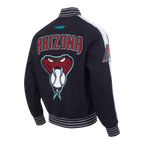 MLB ARIZONA DIAMONDBACKS PRO GAME DAY JACKET MEN'S JACKET (BLACK/SILVER/WHITE)