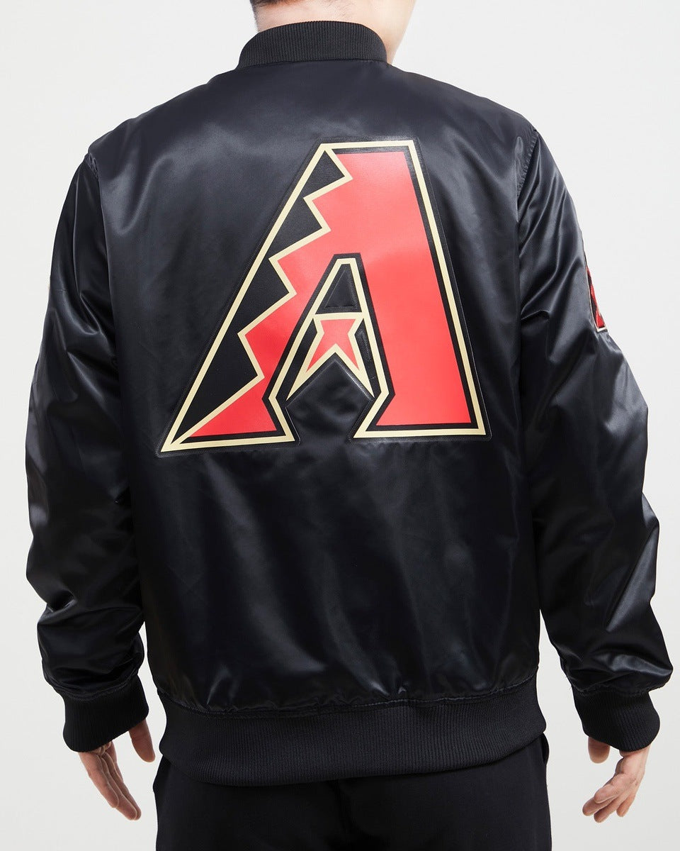 MLB ARIZONA DIAMONDBACKS TEAM BIG LOGO MEN'S SATIN JACKET (BLACK)