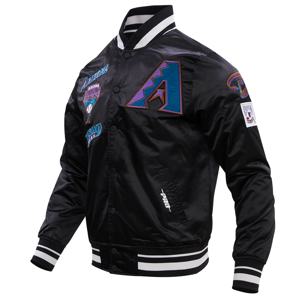 MLB ARIZONA DIAMONDBACKS RETRO CLASSIC MEN'S RIB SATIN JACKET (BLACK)
