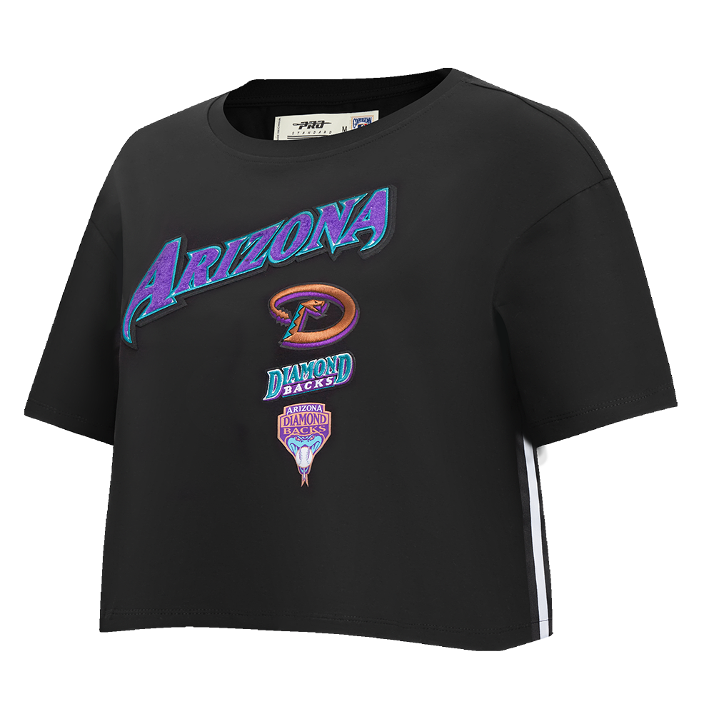 MLB ARIZONA DIAMONDBACKS RETRO CLASSIC WOMEN'S BOXY TOP (BLACK)