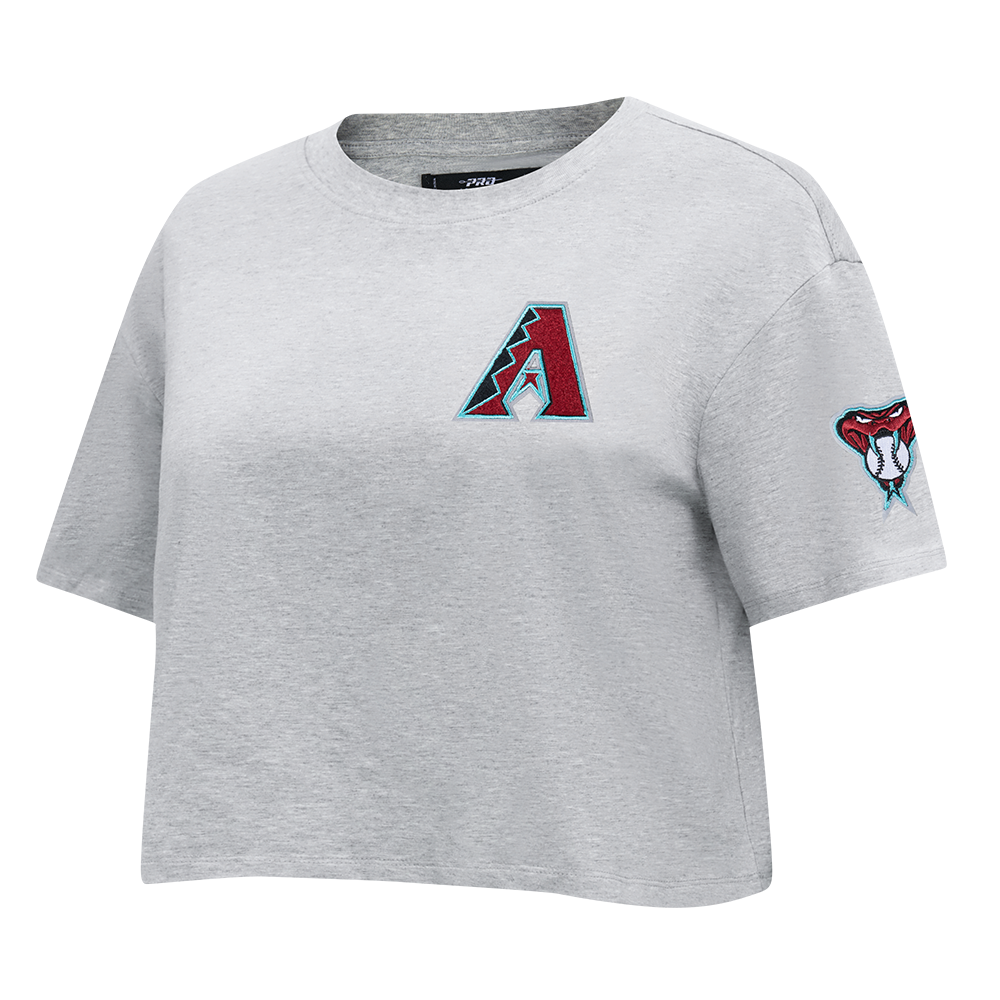MLB ARIZONA DIAMONDBACKS CLASSIC T-SHIRT EN JERSEY SIMPLE À COUPE CARRÉE POUR FEMME (GRIS CHINÉ)