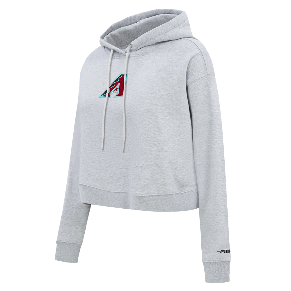 MLB ARIZONA DIAMONDBACKS CLASSIC WOMEN'S CROPPED FLEECE PULLOVER HOODIE (HEATHER GREY)
