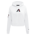 MLB ARIZONA DIAMONDBACKS CLASSIC WOMEN'S CROPPED FLEECE PULLOVER HOODIE (WHITE)