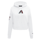 MLB ARIZONA DIAMONDBACKS CLASSIC WOMEN'S CROPPED FLEECE PULLOVER HOODIE (WHITE)
