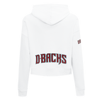 MLB ARIZONA DIAMONDBACKS CLASSIC WOMEN'S CROPPED FLEECE PULLOVER HOODIE (WHITE)