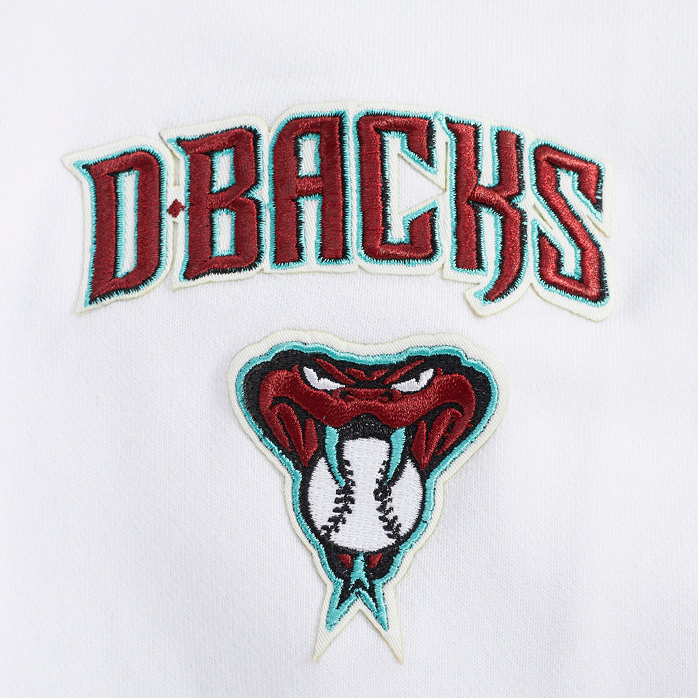 MLB ARIZONA DIAMONDBACKS CLASSIC WOMEN'S CROPPED FLEECE PULLOVER HOODIE (WHITE)